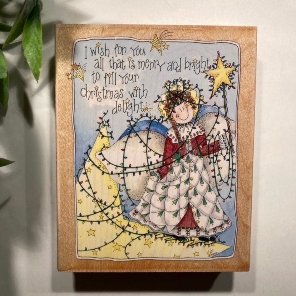 🎄STAMPS HAPPEN • “I wish for you…” Wood Mounted Holiday Rubber Stamp